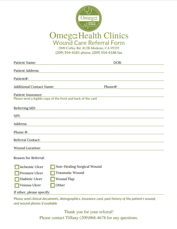 Referrals Form Omega Health Clinics In Modesto CA