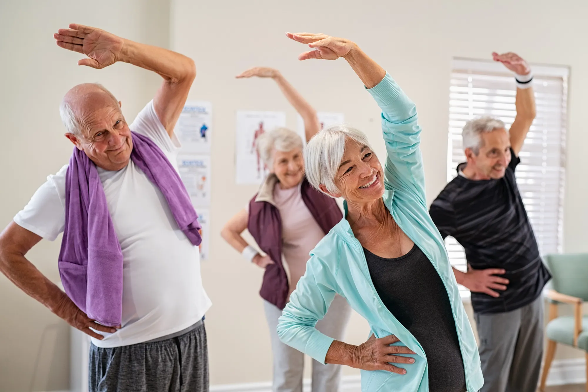 a group of people exercising